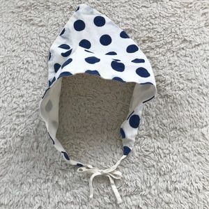 Vintage Navy Polka Dots on White Head Scarf